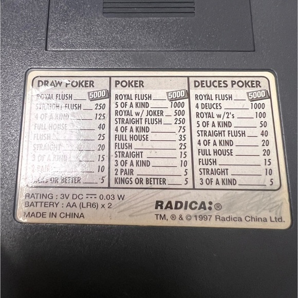 Vintage Radica hand held Poker game Players Choice poker electronic pocket game - Picture 5 of 5